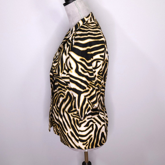 Metro Style Jacket Womens 6 Animal Print Linen Cotton Blend Snaps Lined Vintage - Picture 6 of 14